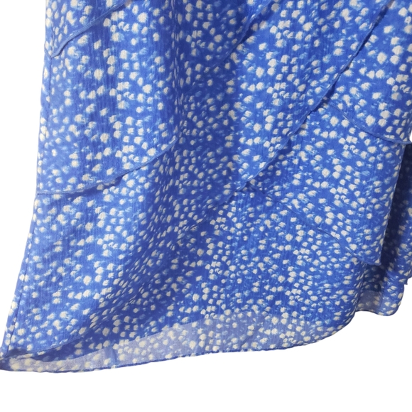 Ann Taylor Silk Chiffon Dress Fairy Polka Dot Ruffle Tiered Dainty Blue Size 14 - Picture 7 of 14